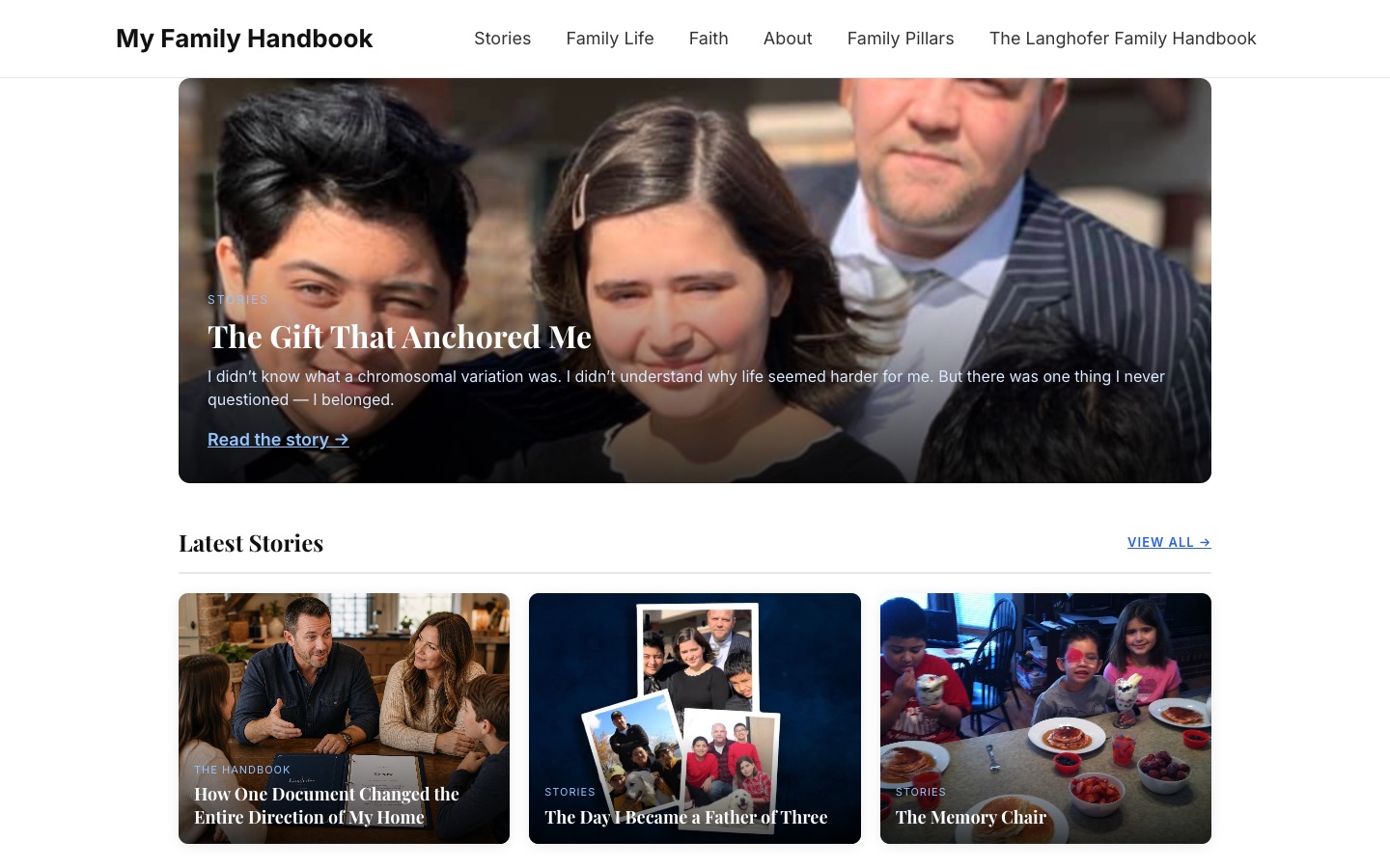 Family Handbook home page at myfamilyhandbook.com.