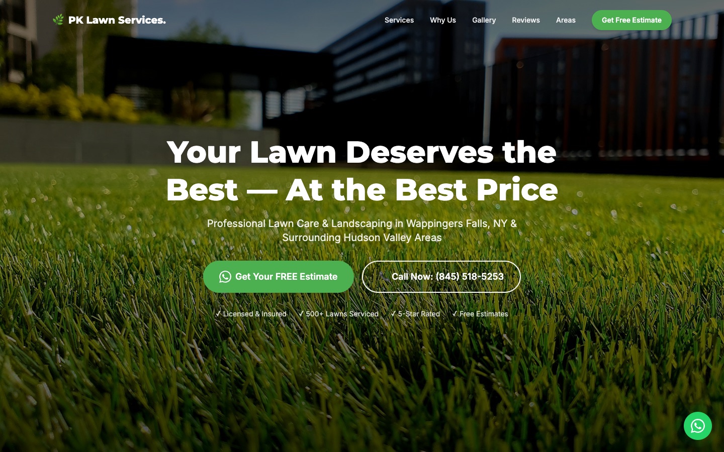 PK Lawn Services home page at pklawnservices.com.